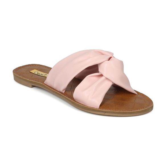 Qupid Shoes - Pink Slide Slip On Sandal 9 Knotted Vegan Leatherette Sandal NEW Women’s Shoes